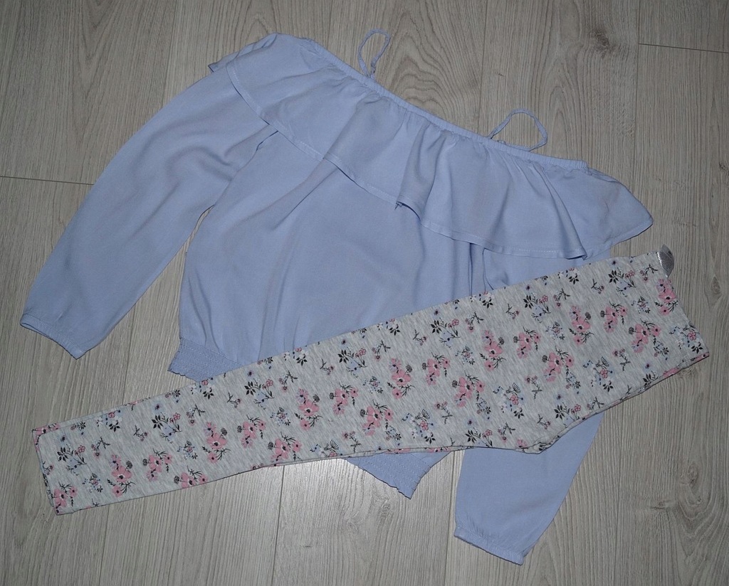 Legginsy szare w kwiaty 146