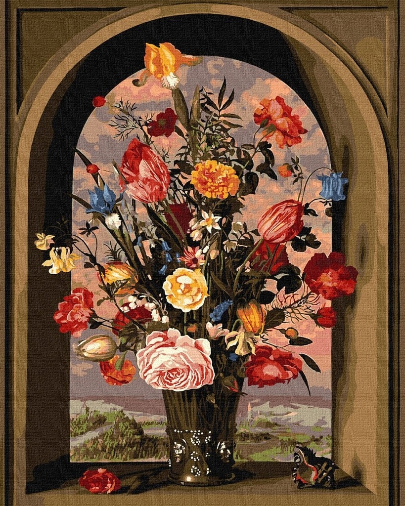 Zestaw Malowanie Po Numerach 40x50cm Kompozycja Kwiatowa