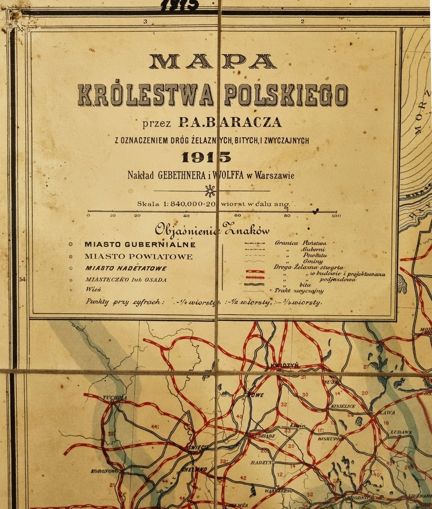 Mapa Królestwa Polskiego 1915 P. A. Baracza