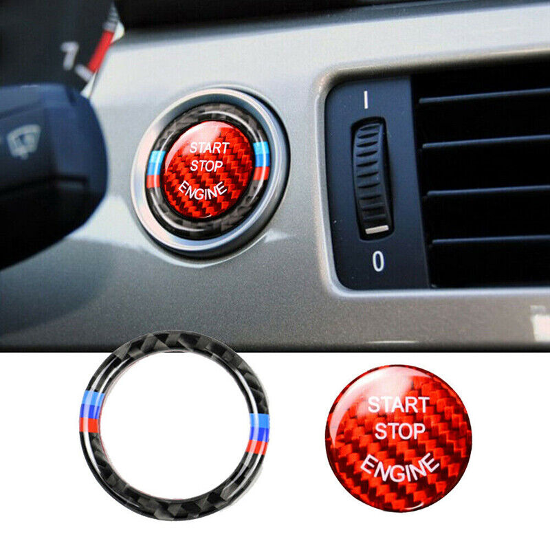 dla 2x Pierścień osłony przycisku uruchamiania silnika Bon Fibre BMW serii