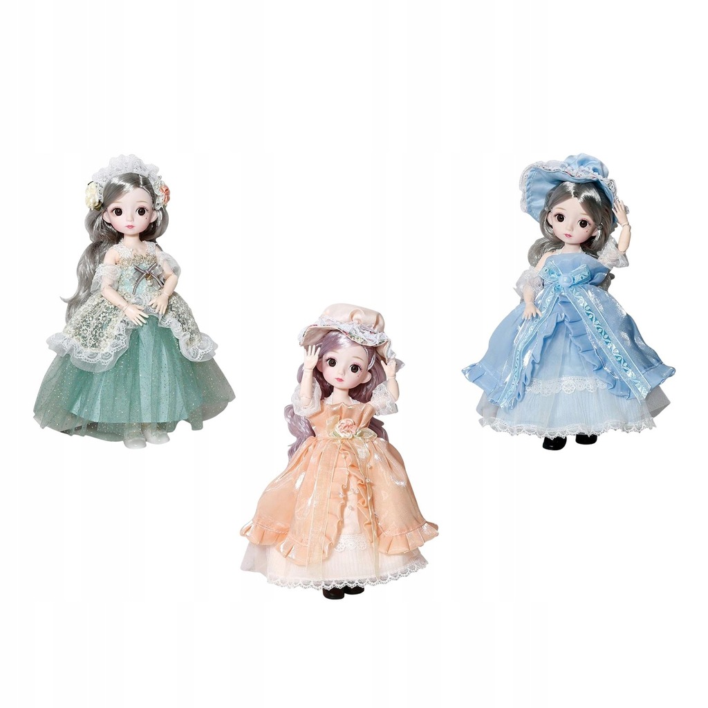 3Pieces 30cm Girl Doll Flexible Joint Doll
