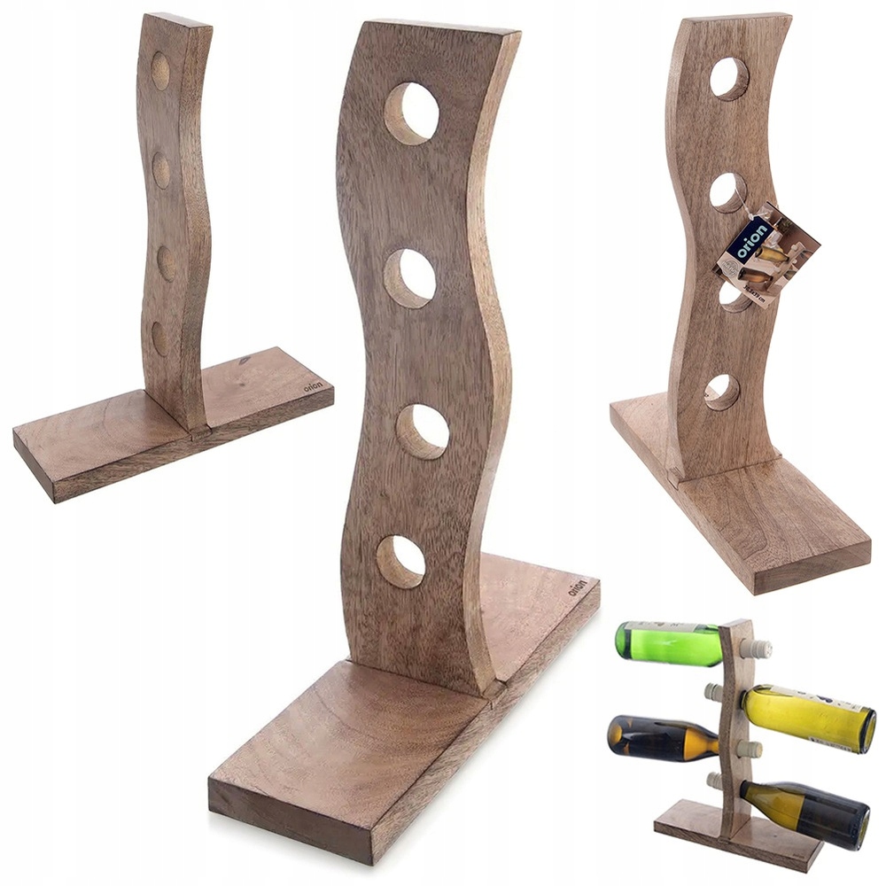 Stojak DREWNIANY na wino alkohol regał szafka półka na wina 4 butelki