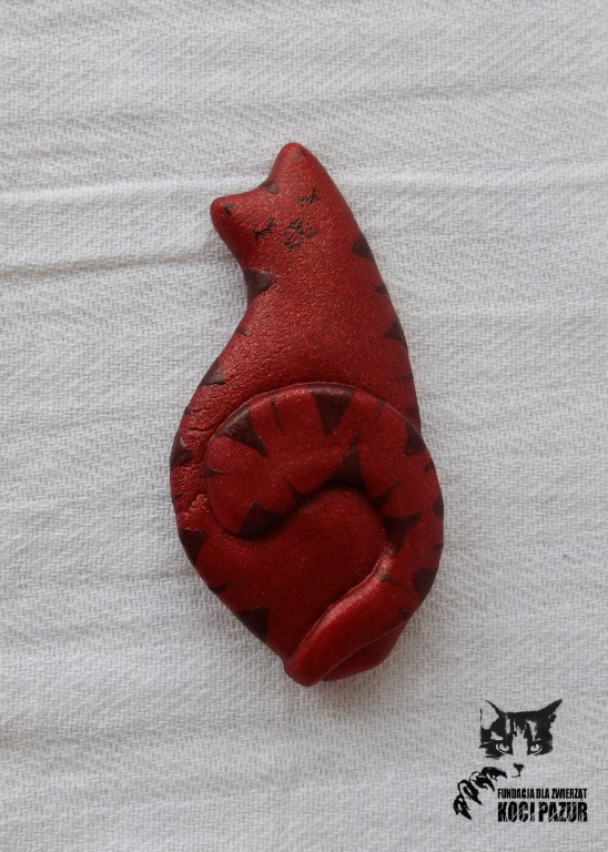 Magnes ceramiczny kotek - ciemnoczerwony