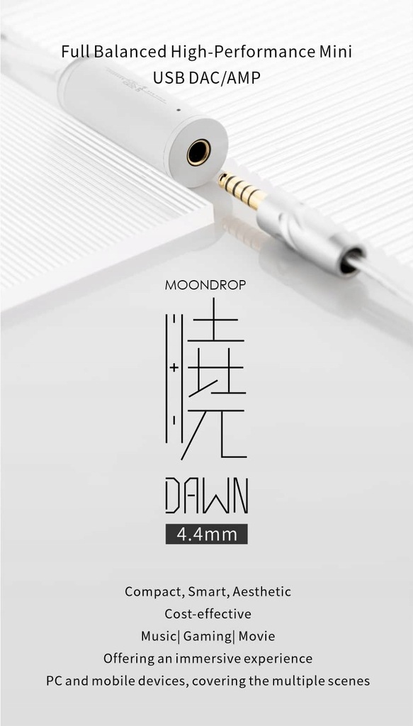 Wzmacniacz MOONDROP 4.4mm Zbalansowany Mini DAC/AMP 132dB 230 mW USB typ C