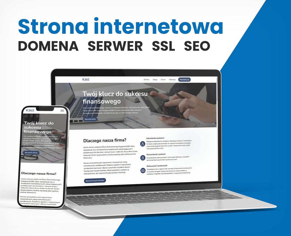 STRONA INTERNETOWA + POZYCJONOWANIE + SSL CMS RWD