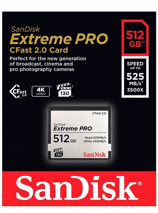 Karta Pamięci SANDISK CFAST 2.0 512GB Extreme Pro