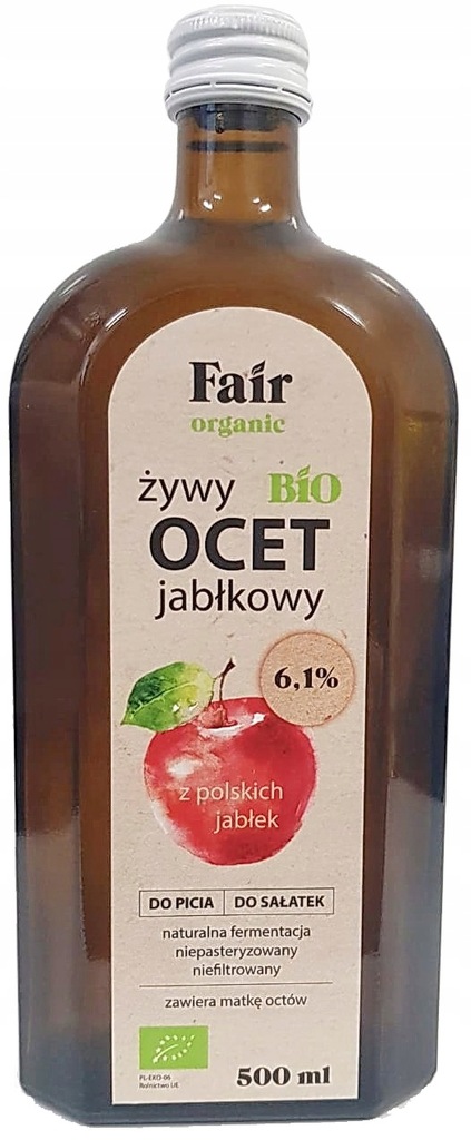 OCET JABŁKOWY NIEFILTR. 6,1% BIO 500ml FAIR ORGANI