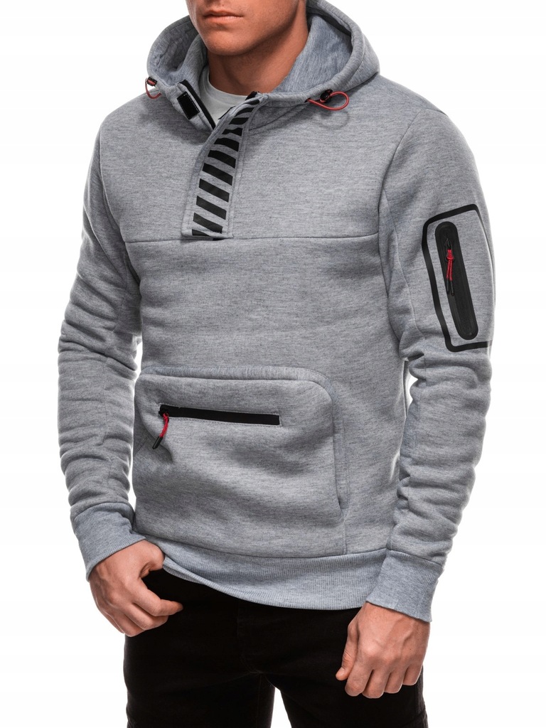 Bluza męska nierozpinana z kapturem 1693B szara L