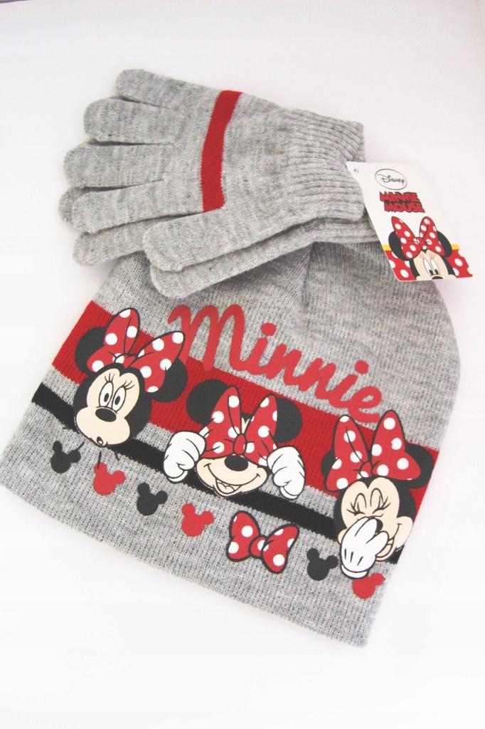 Disney Myszka Minnie, czapka + rękawiczki, NOWA! r.54