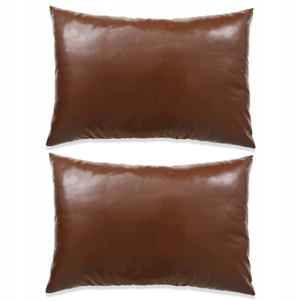 2-częściowy zestaw poduszek, PU, 40x60 cm, brązowy