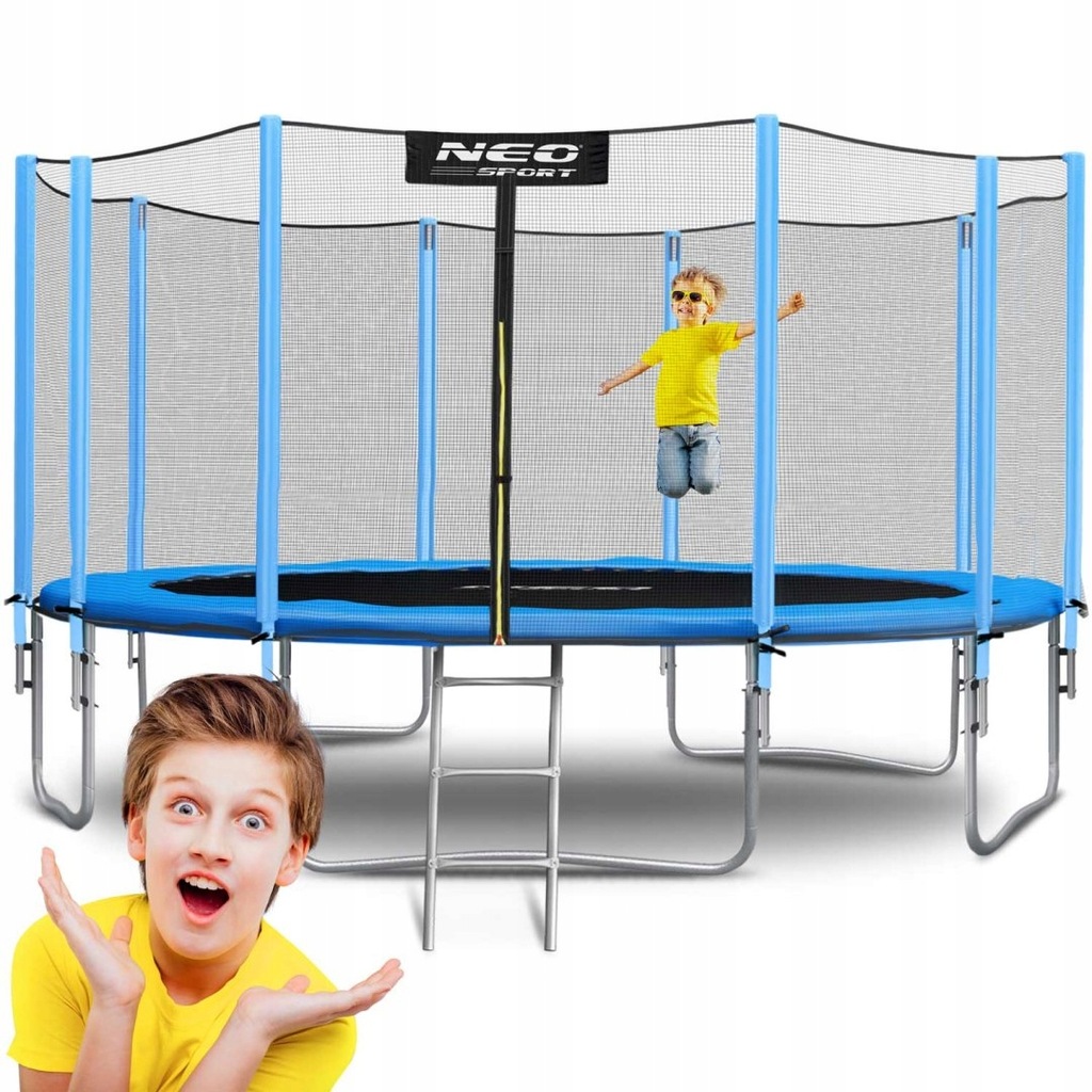 TRAMPOLINA OGRODOWA Z SIATKĄ SIATKA ZEW OSŁONA + DRABINKA 465cm MARKOWA