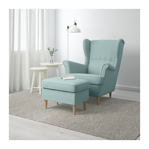 IKEA STRANDMON podnóżek fotela JASNOTURKUSOWY pufa 7164386232