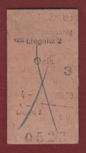 Legnica Liegnitz Oleśnica Oels bilet kolejowy osob