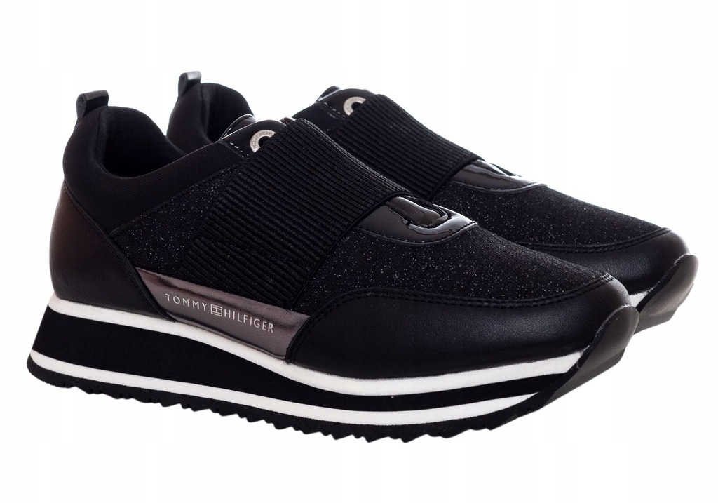 sneakersy tommy hilfiger elastic retro runner fw0fw03336 black 990