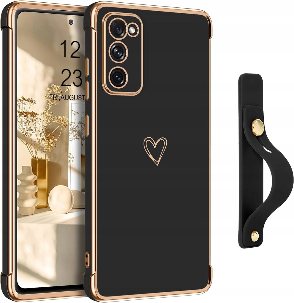 ETUI POKROWIEC SAMSUNG GALAXY S20 FE 5G CASE CZARNE ZŁOTE SILIKONOWE PLECKI