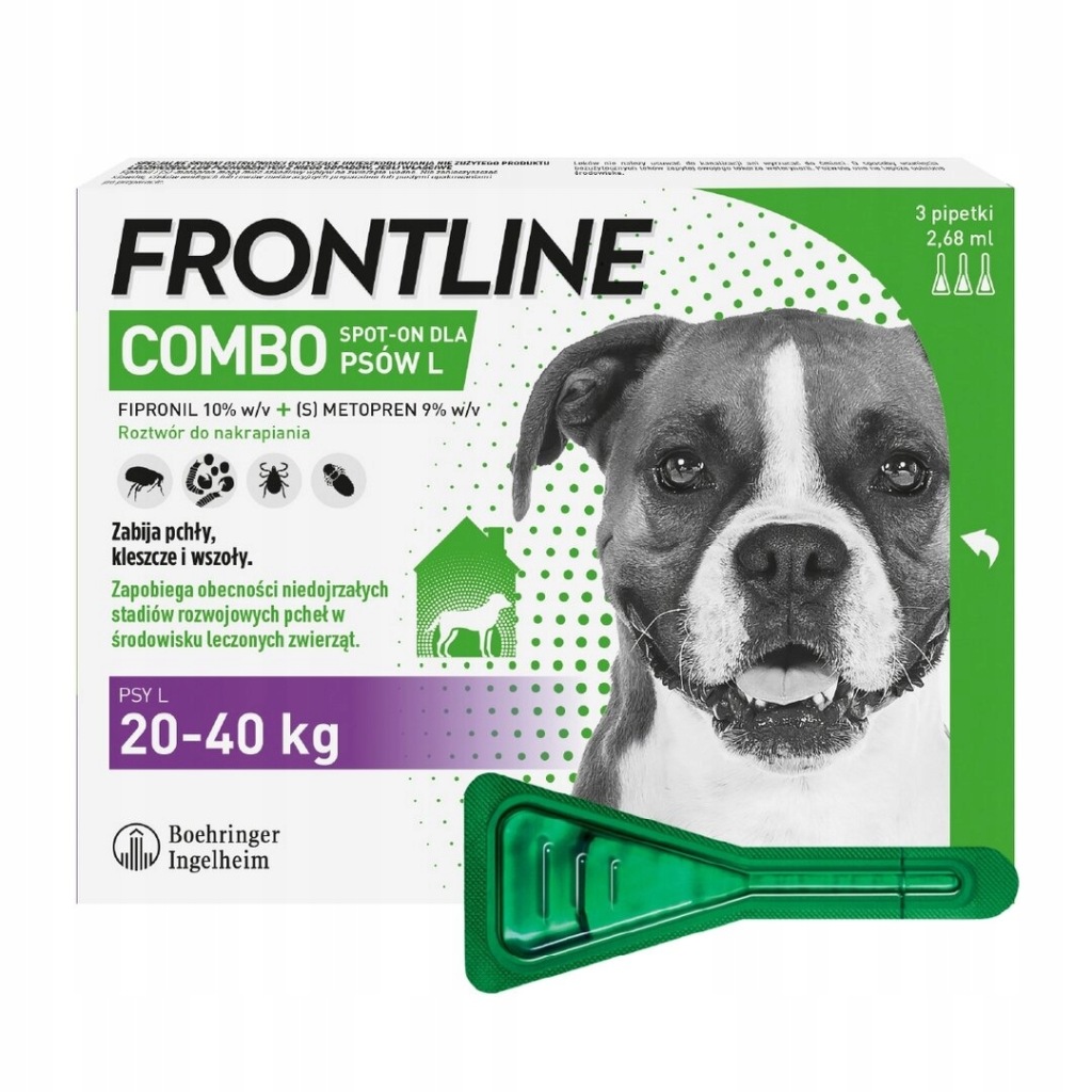 Frontline Combo Spot-On Krople Na Kleszcze Pchły 3x2,68ml Dla Psa 20-40kg L