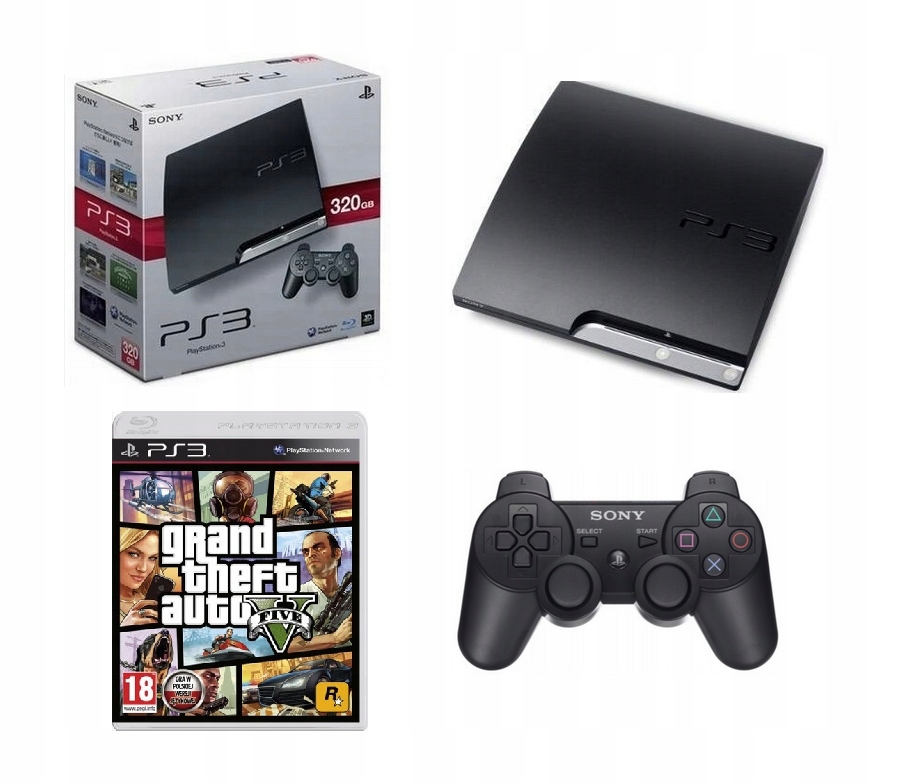 PlayStation3 PS3 Slim 320GB Pad GTA V + Karton