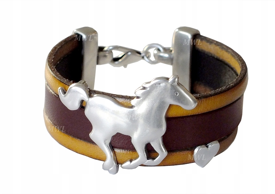 Bransoleta skórzana jeździecka z koniem