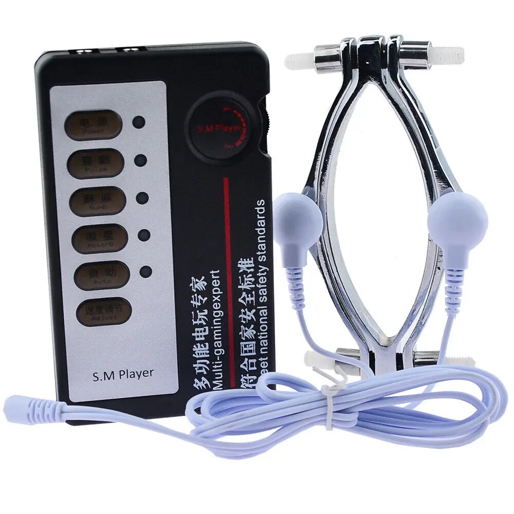 Electric Shock Labia Clip Vagina Speculum Spreader Electro Clit Clamps