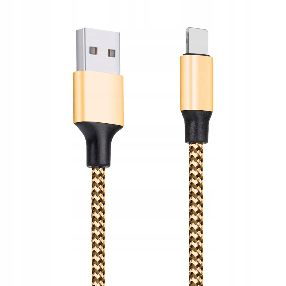 Kabel USB - USB Typ C w nylonowym oplocie 1m złoty