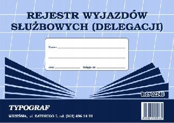 Druki samokopiujące Typograf rejestr wyjazdów służ