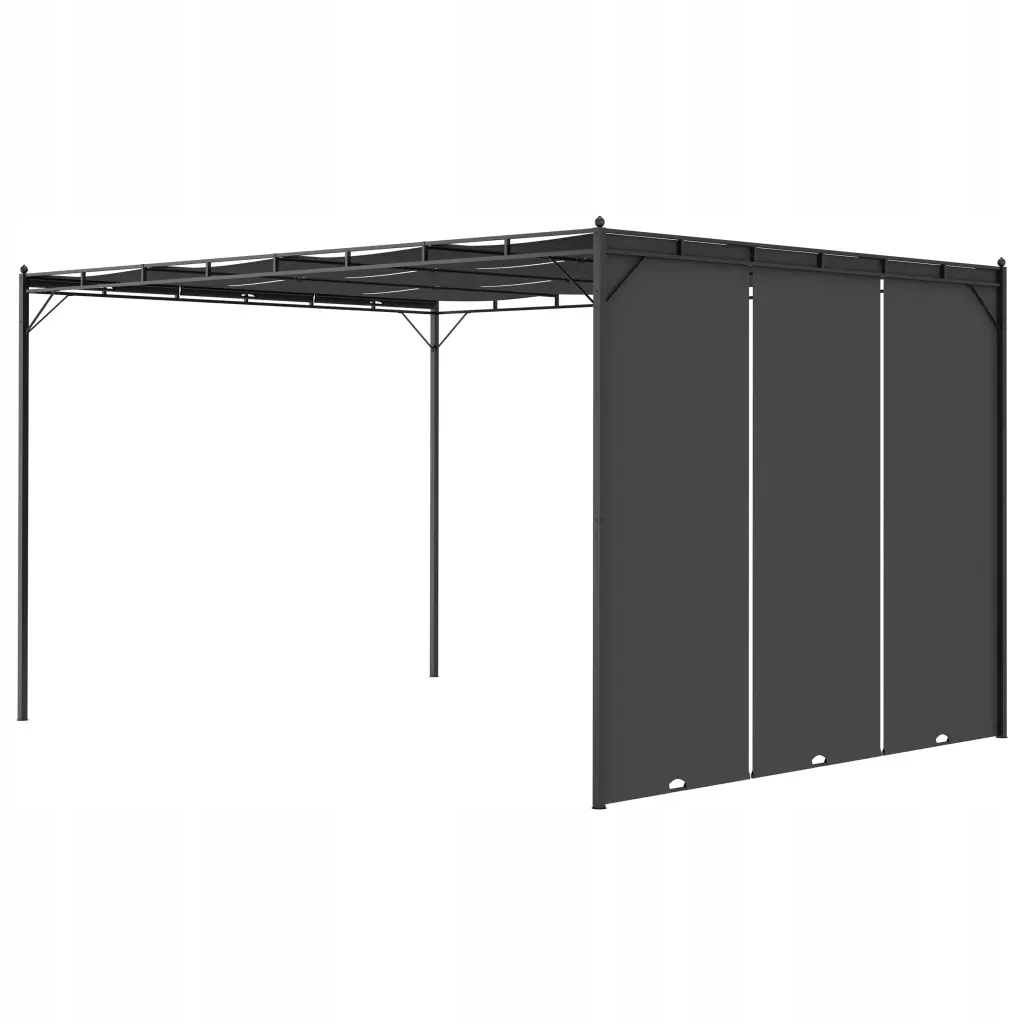 vidaXL Altana ogrodowa z zasłoną boczną, 4 x 3 x 2,25 m, antracytowa
