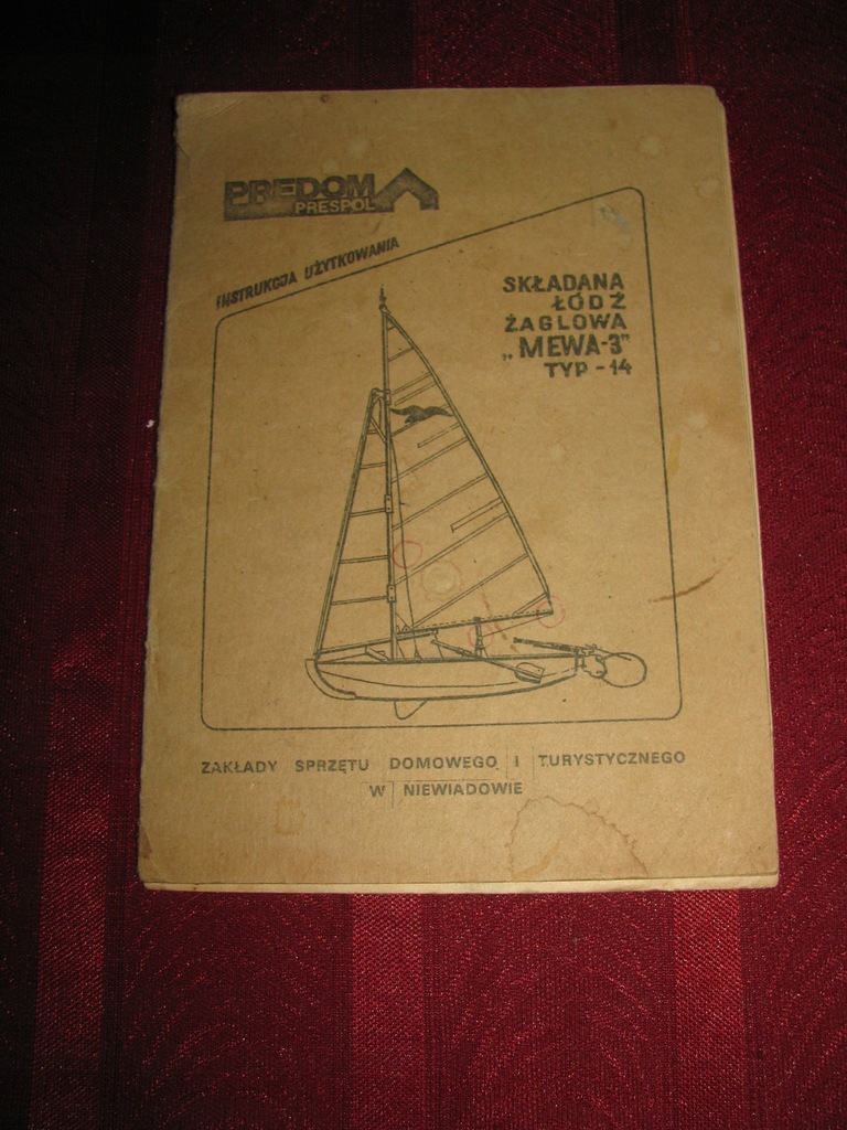 Łódź żaglowa Mewa 3 typ 14 instrukcja 1981