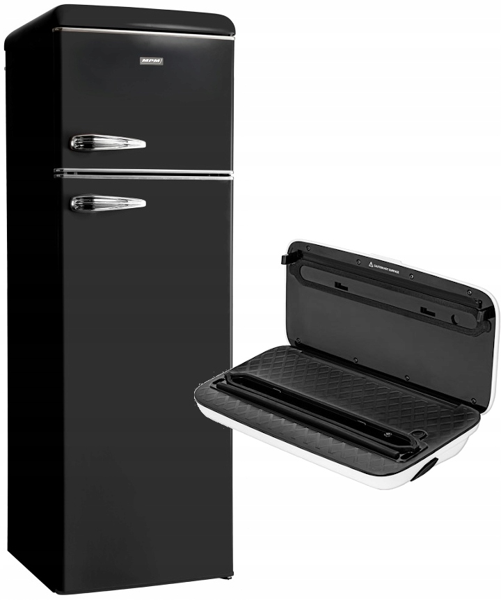 LODÓWKA RETRO MPM-260-CZ-42RB CZARNA + ZGRZEWARKA