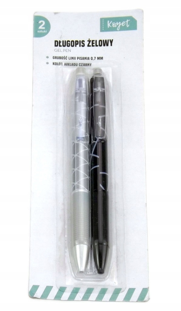 Długopis żelowy 2 szt czarny wkład 0,7 mm Kayet