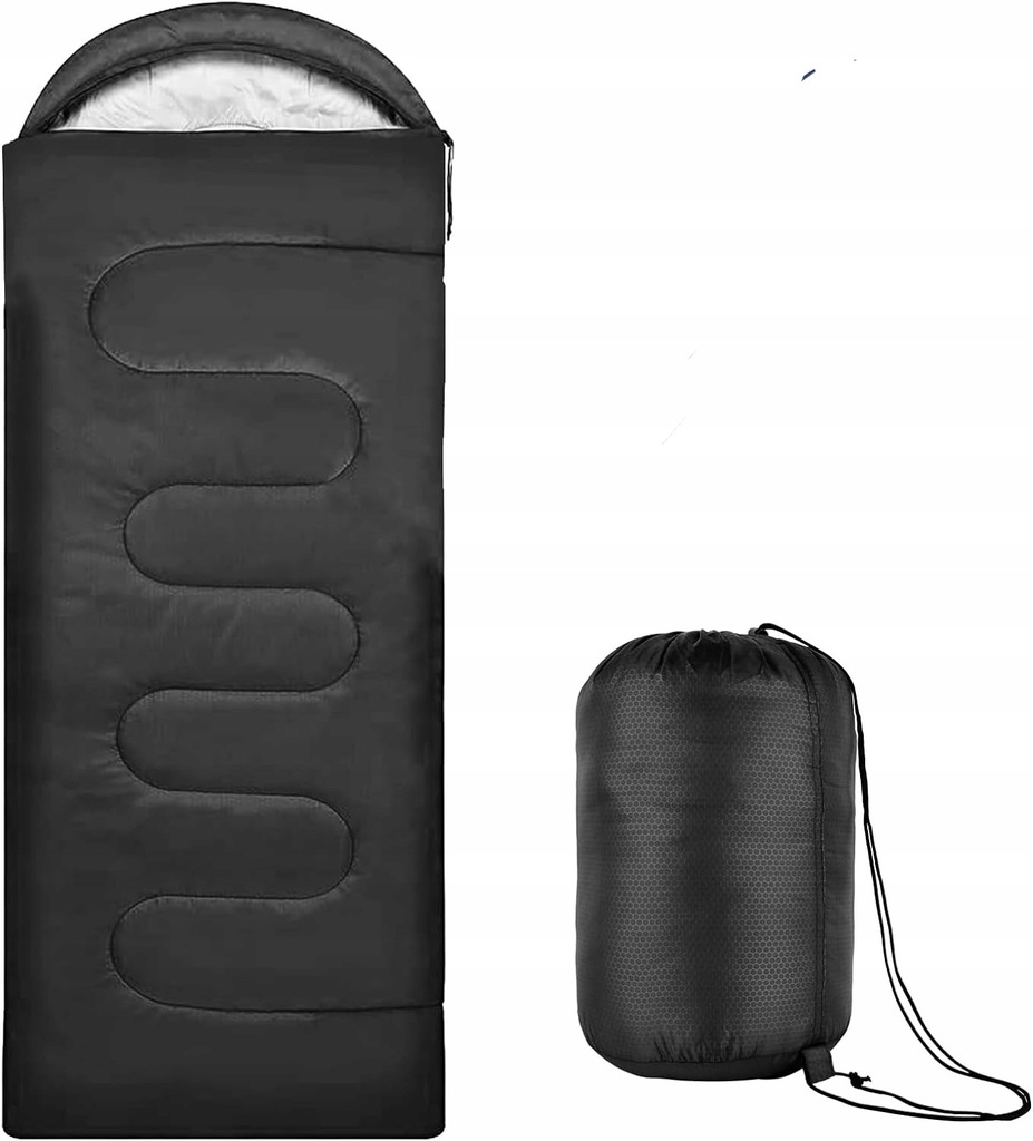 Śpiwór czarny Sleeping bag Lekki Wodoodporny Dla Jednej Osoby, 220 x 80