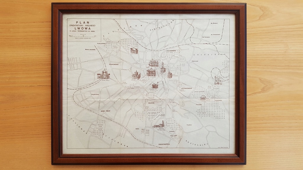 MAPA LWOWA z lat 30. XX w. Plan miasta LWÓW II RP