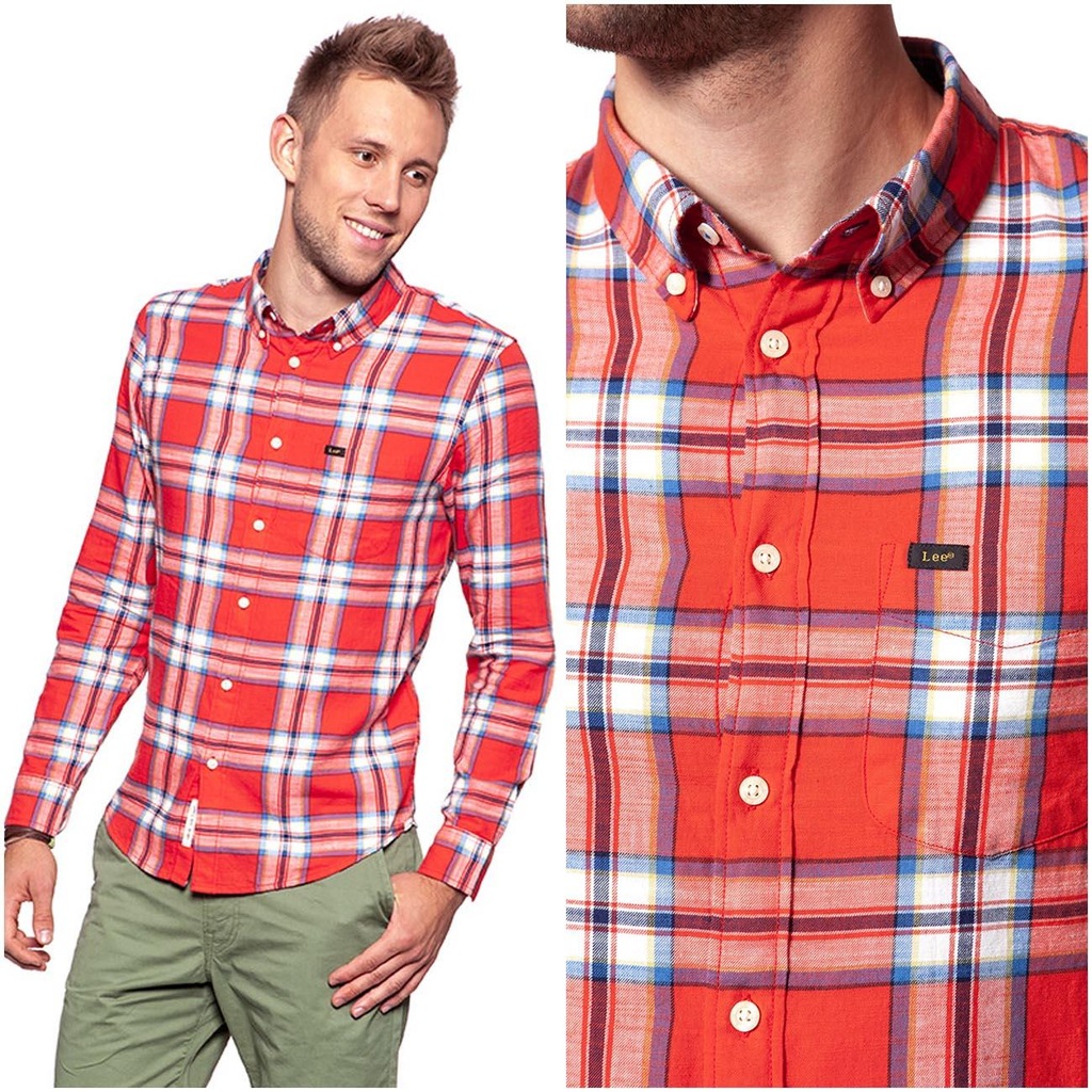 LEE BUTTON DOWN MĘSKA KOSZULA REGULAR KRATKA L