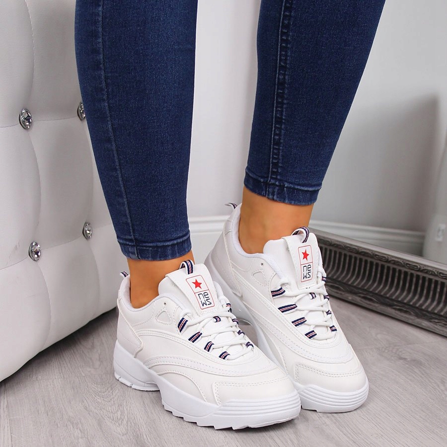 BUTY SPORTOWE damskie GRUBA PODESZWA białe NEWS 37 - 8977549668
