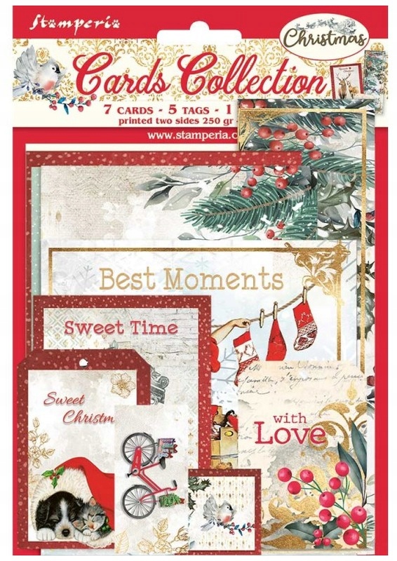 Zestaw kart Christmas Romantic 8kart+5 tagów, Stam