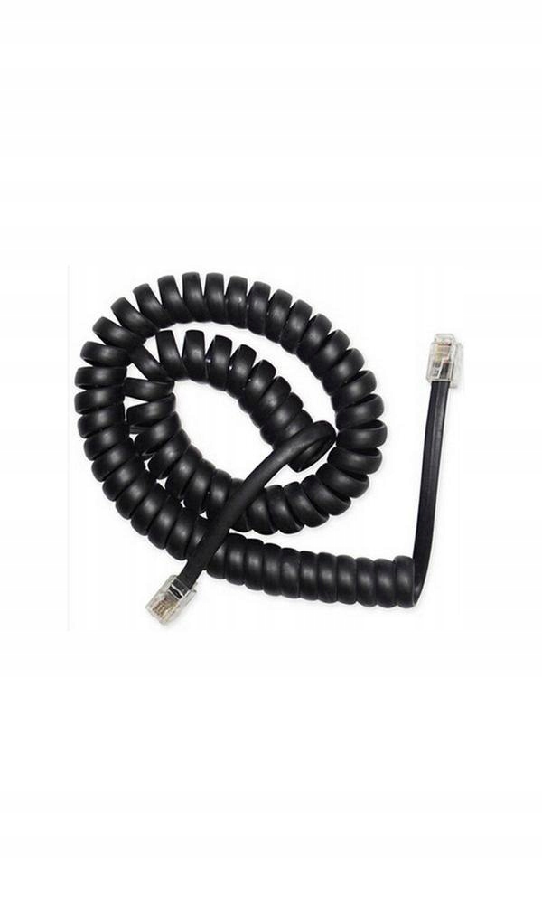 Kabel telefoniczny RJ10 4P4C spiralny 2m (czarny)