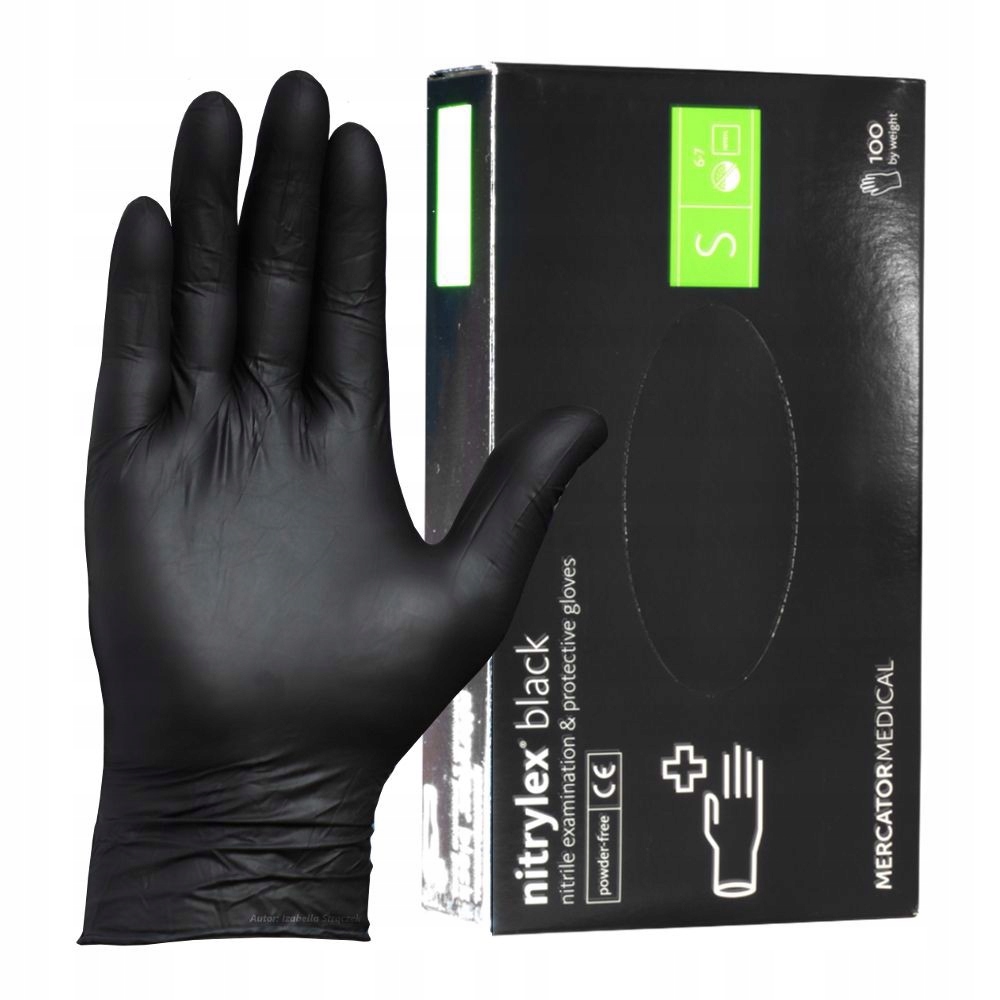 Rękawice nitrylowe czarne S Mercator 100szt