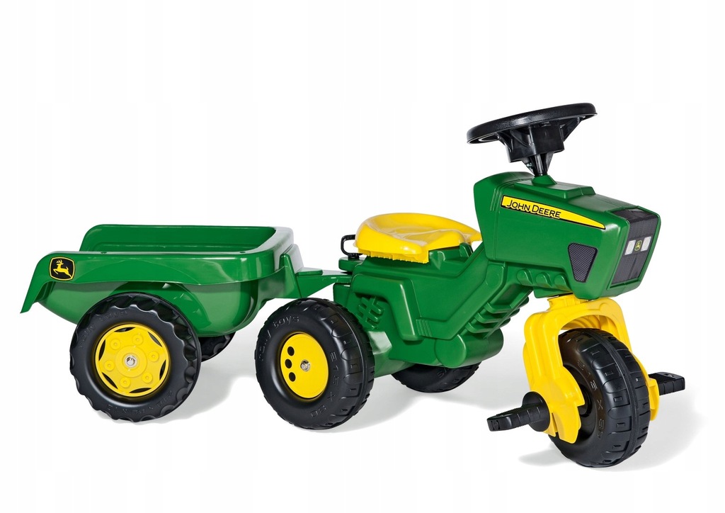 TRAKTOR ROLLY-KID JOHN DEERE 3-KOŁOWY Z PRZYCZEPĄ