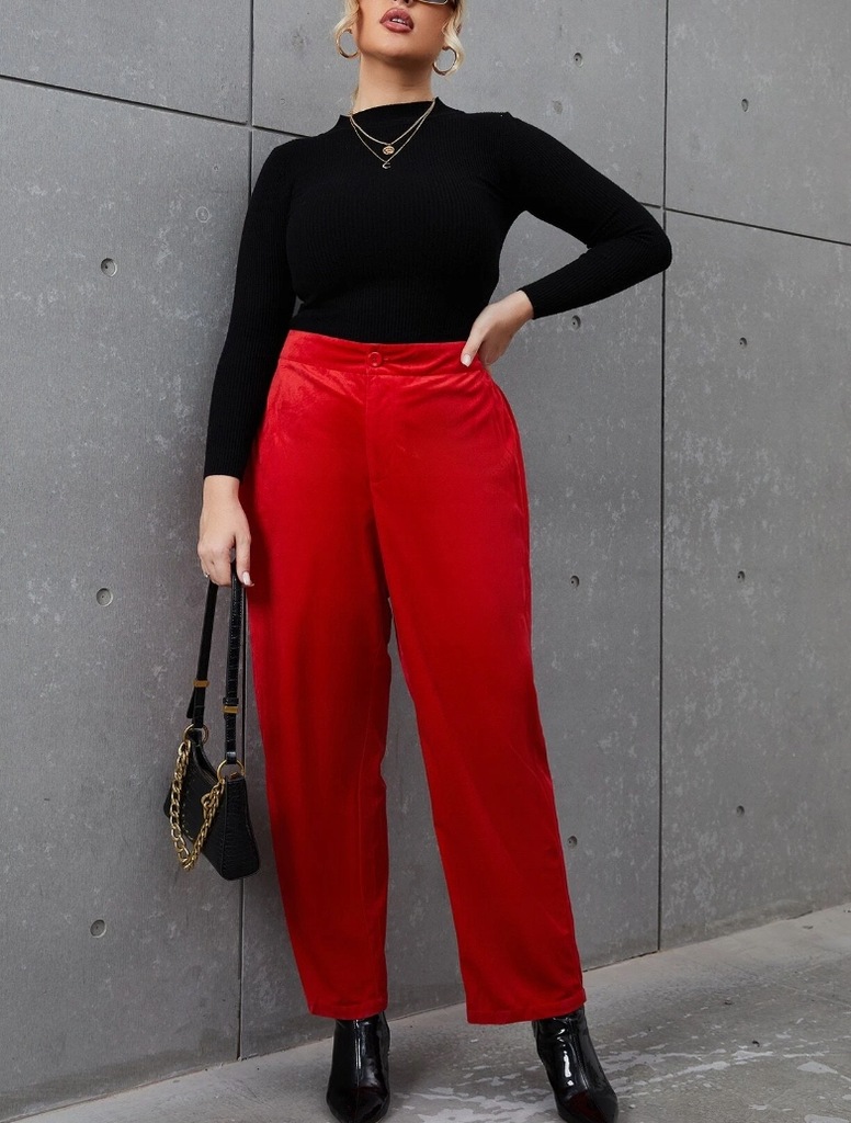 SHEIN spodnie XL 42 damskie gumka czerwone