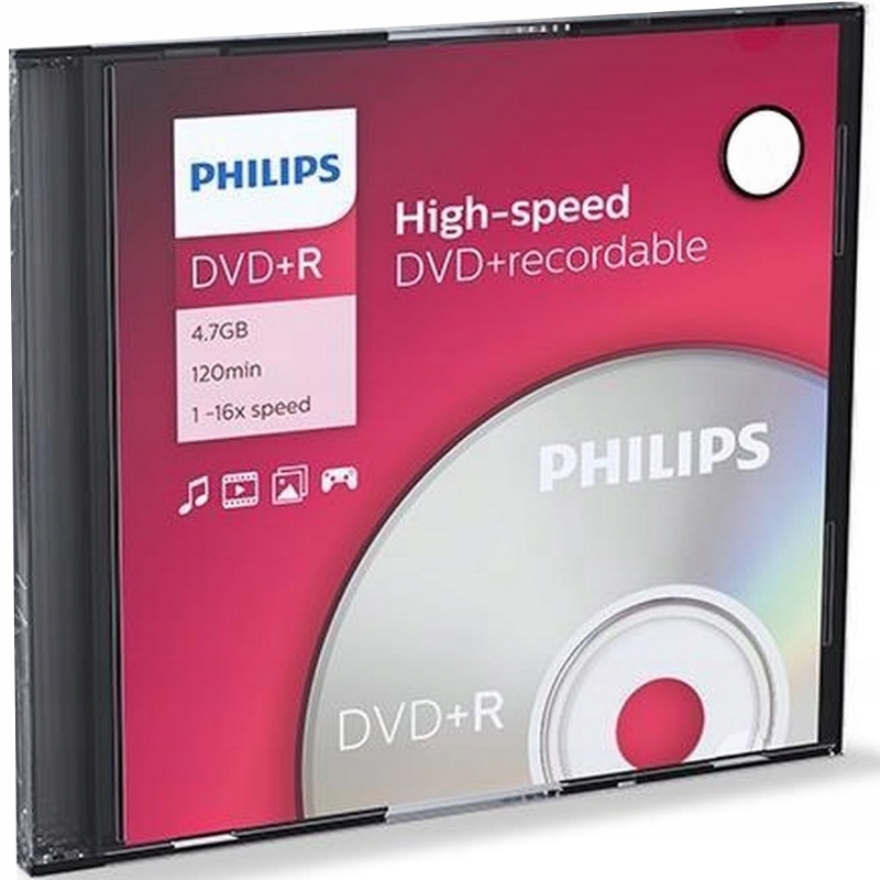 Philips Płyta DVD+R 4,7GB 16X SLIM 10 sztuk