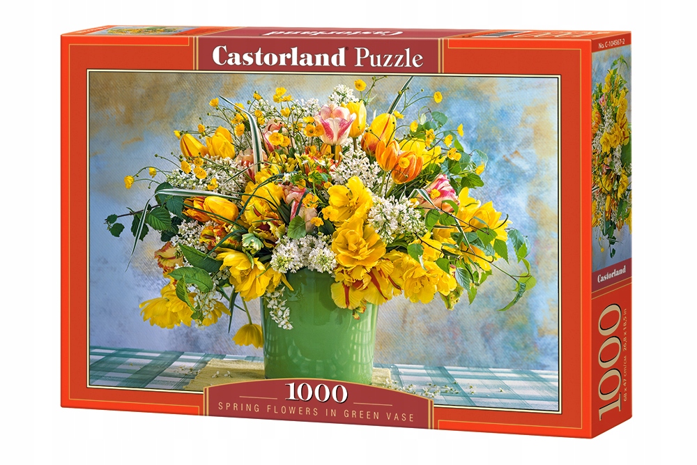 Puzzle 1000 Wiosenne kwiaty w zielonym wazonie C-104567-2