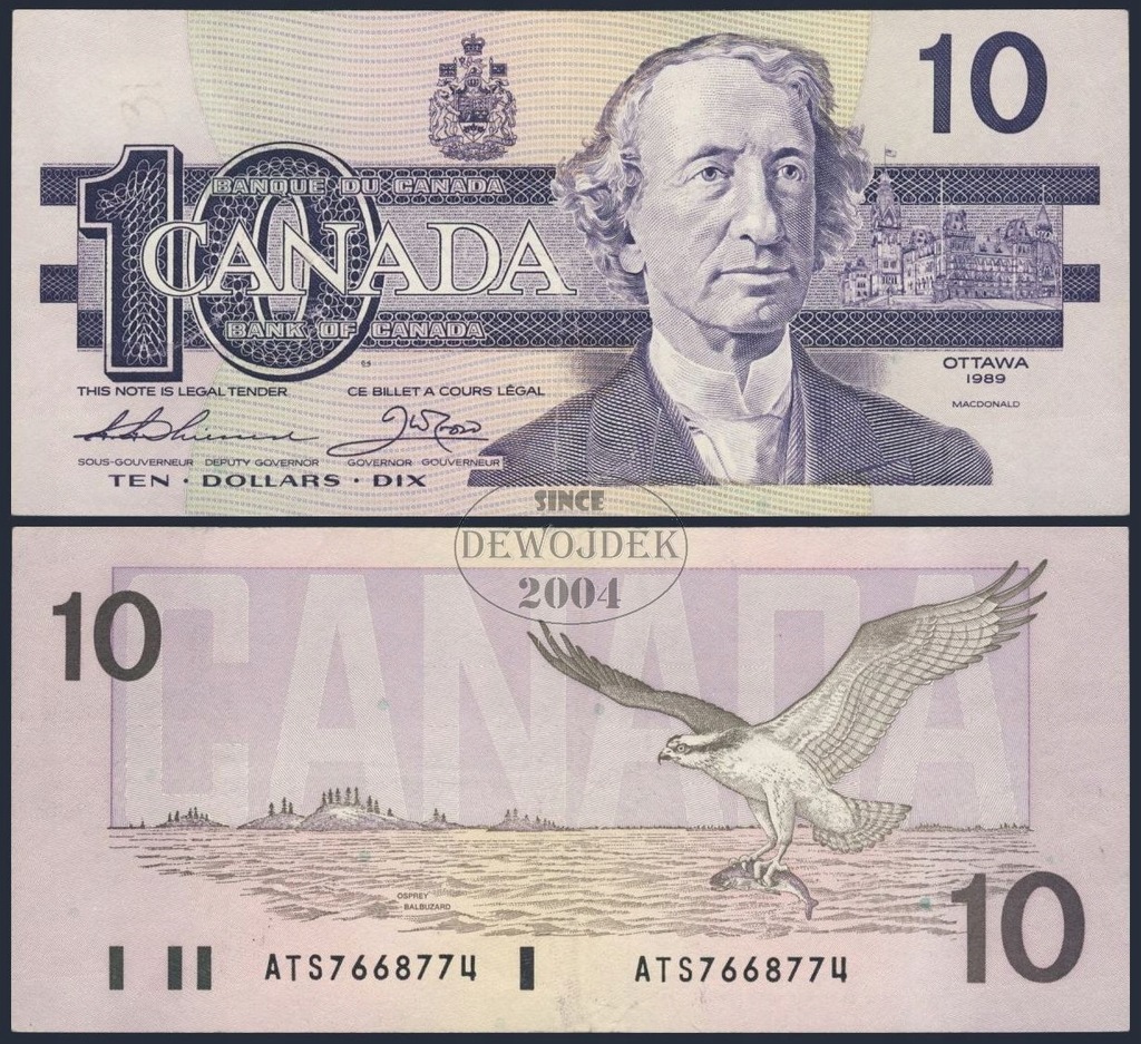 MAX - KANADA 10 Dollars 1989 ATS # P96a # VF