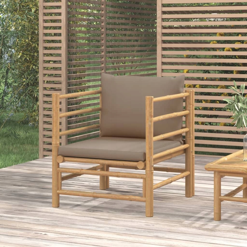 VidaXL Sofa ogrodowa z poduszkami w kolorze taupe, bambusowa