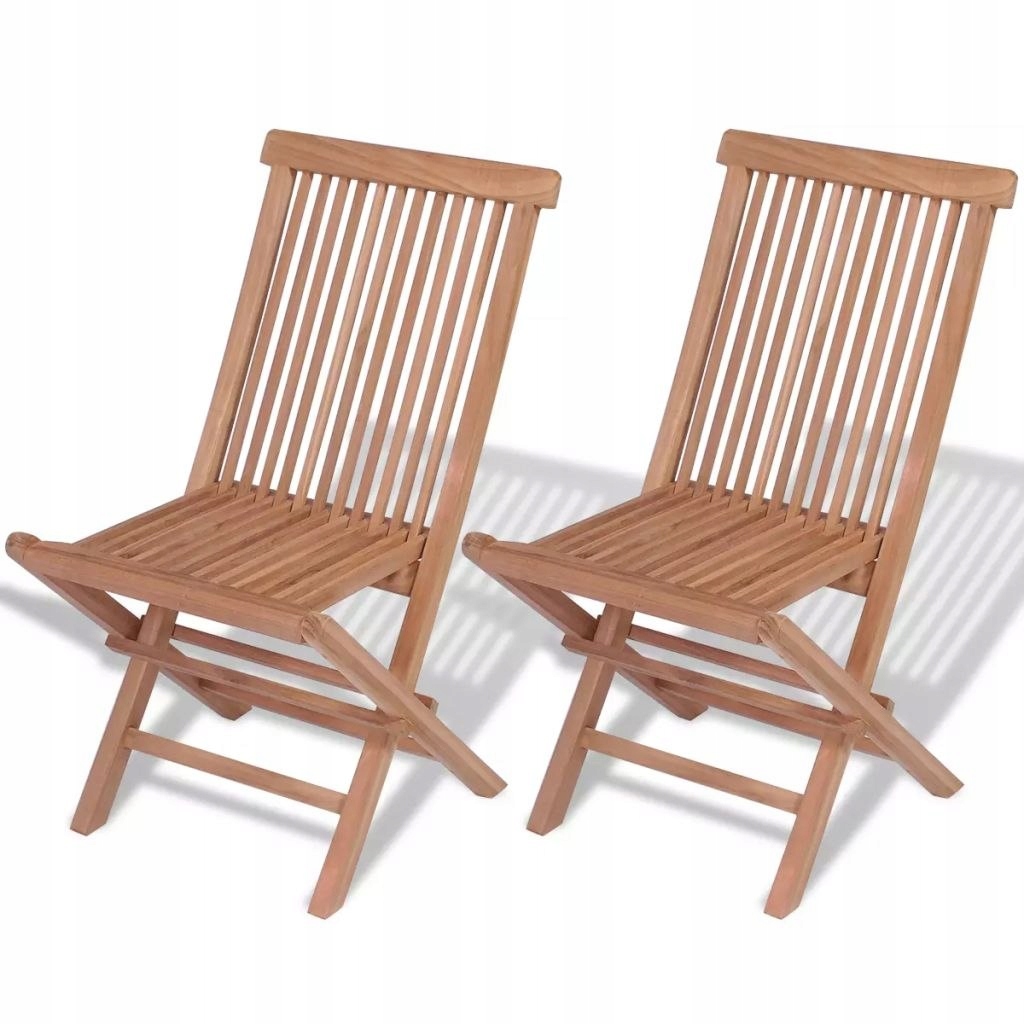 Składane krzesła ogrodowe, 2 szt., lite drewno tek