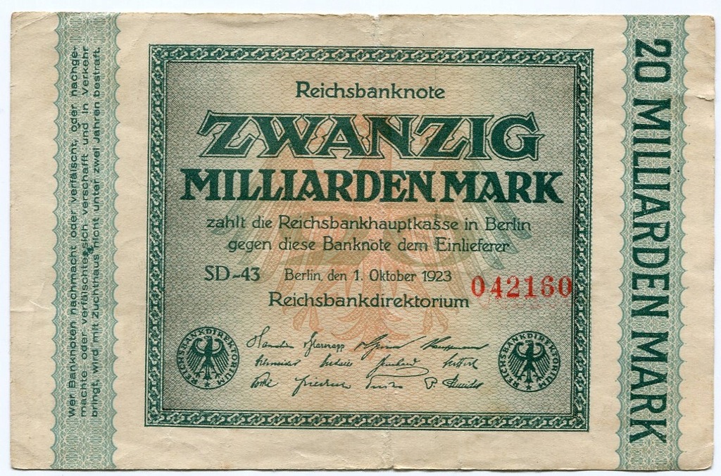 Niemcy 20 miliardów marek 1923 Rosenberg 115b SD
