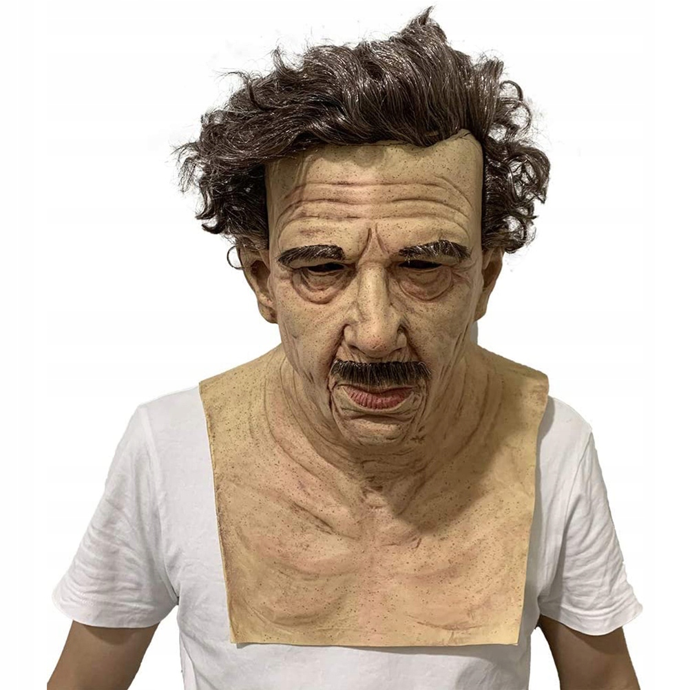 Halloween Realistic Old Man Face Cover Headgear