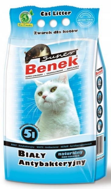 Super Benek Biały Antybakteryjny 5L Żwirek dla kota