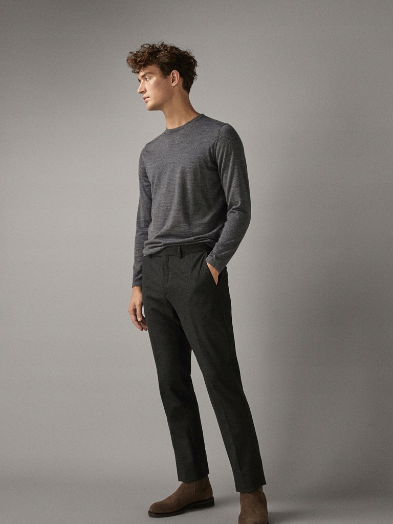 MASSIMO DUTTI M WEŁNIANY SZARY SWETER E8128