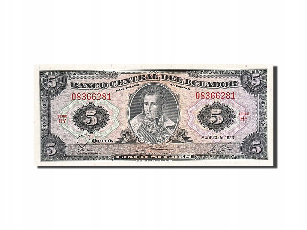 Banknot, Ekwador, 5 Sucres, 1975-1980, 1983-04-20,