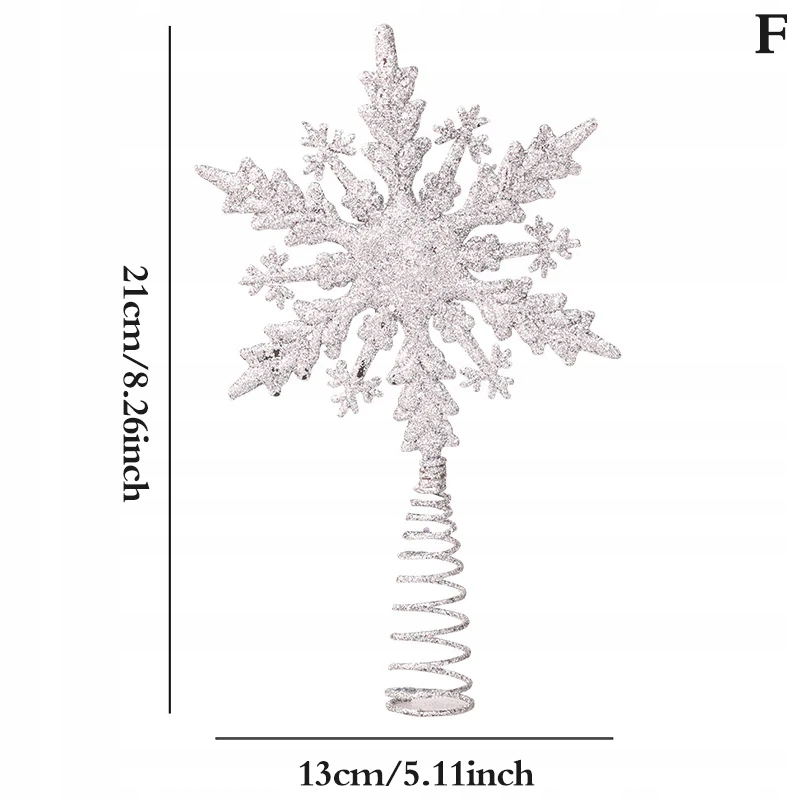 Snowflake Christmas Tree Topper Glitter Hollow Gol