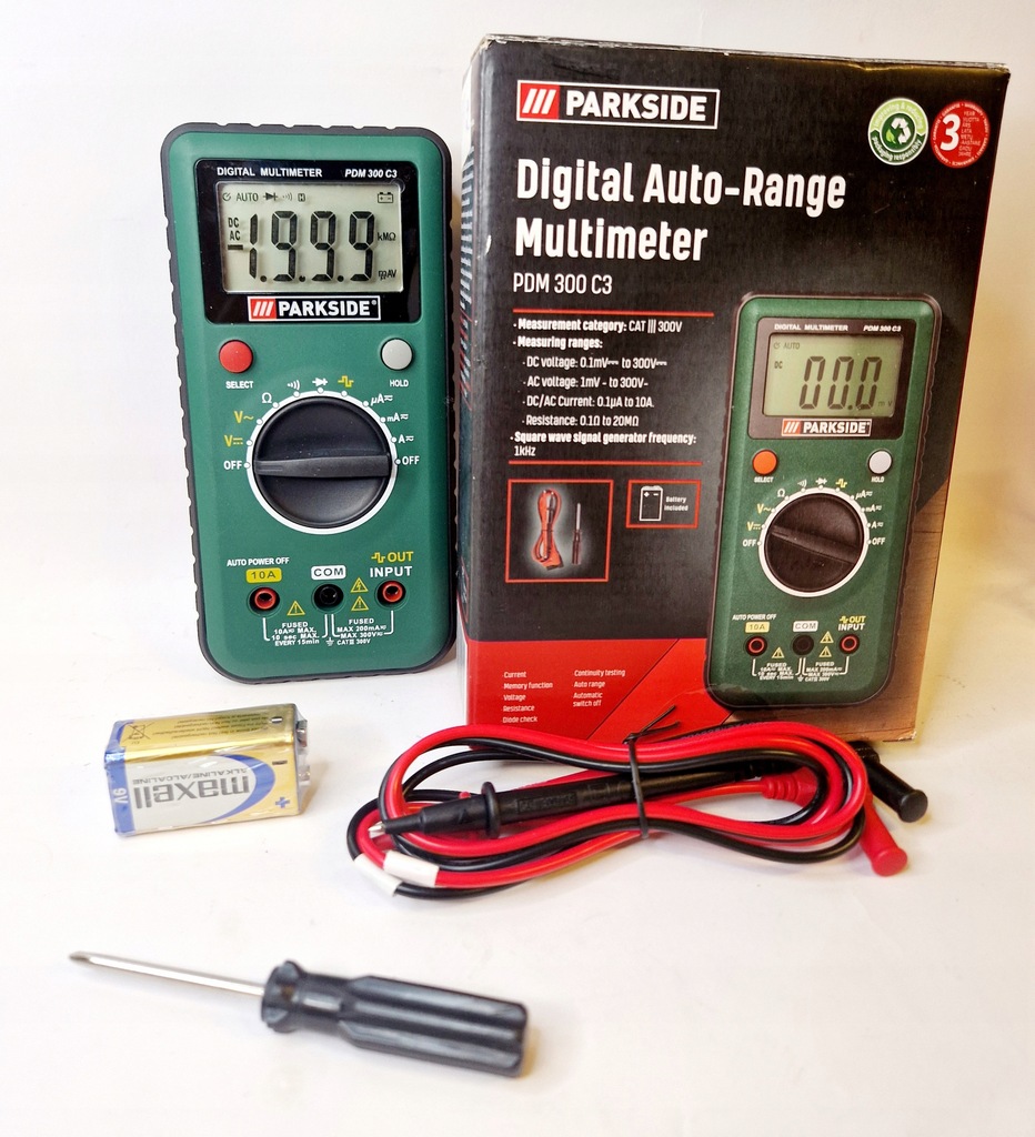 PARKSIDE MULTIMETER AUTORANGE PDM 300 C3 13844507360 oficjalne